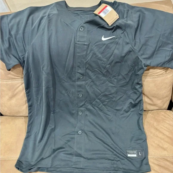 Nike Men's Gray Button-Up Baseball Jersey - Picture 1 of 3